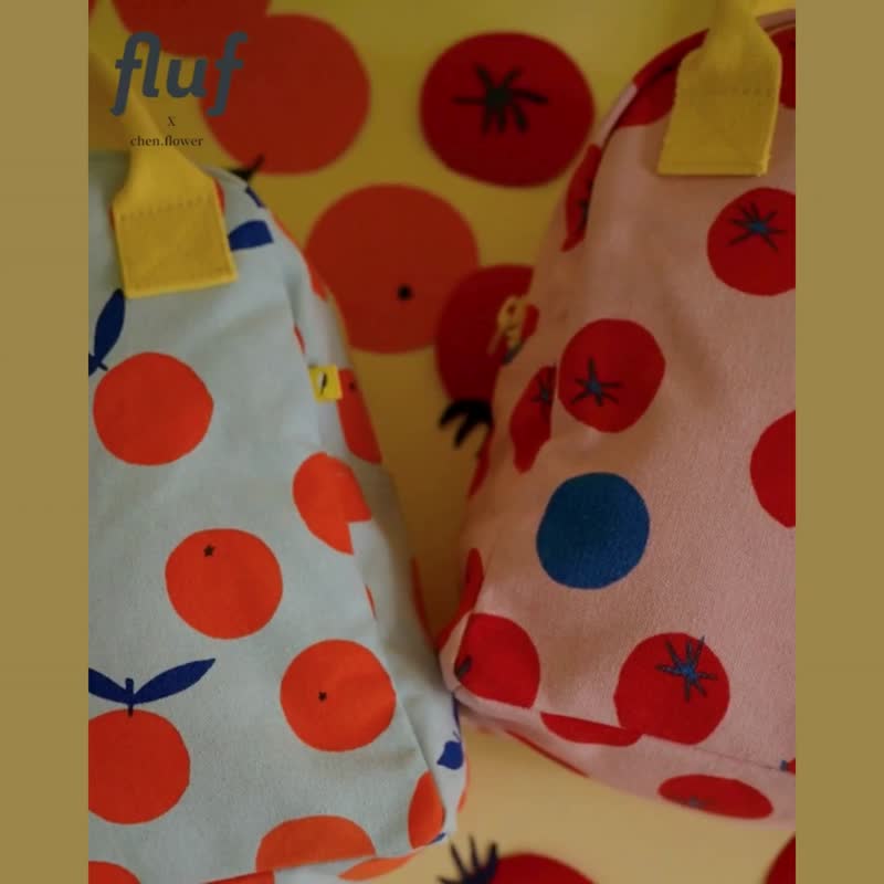 【客製化禮物】拉鍊隨手袋 便當袋 美勞袋【多款】-加拿大Fluf - 奶粉袋/媽媽袋 - 棉．麻 橘色