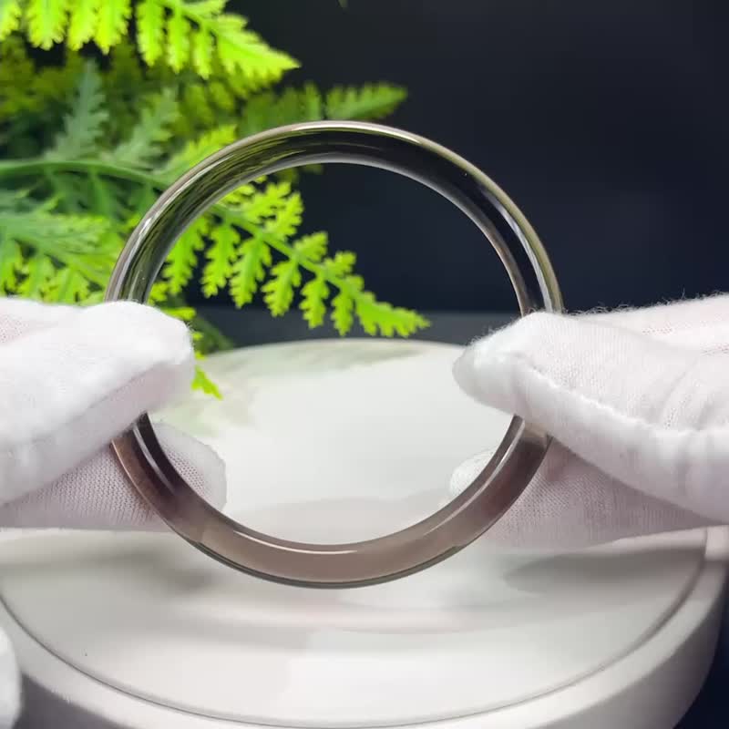 高品質 玻璃體茶晶手鐲 61MM 冰透仙女條煙晶手環 守護舒緩壓力 - 手鍊/手環 - 水晶 
