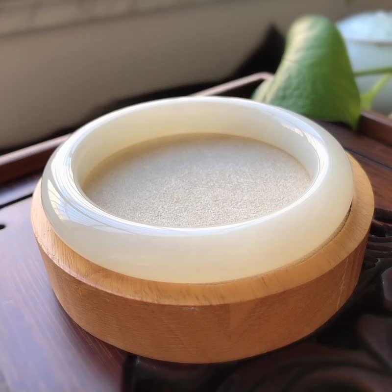 收藏級 天然羊脂白玉手鐲 圈口58.8mm 老坑一級白 油潤 柔和 - 手鍊/手環 - 玉石 