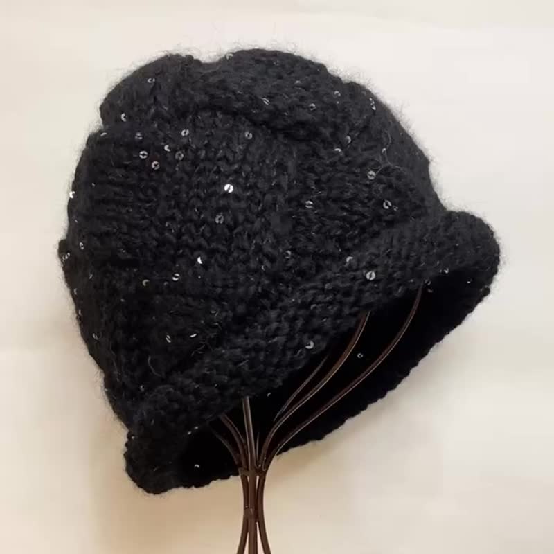 Handmade plaid hat Japanese wool knitted hat - หมวก - ขนแกะ 