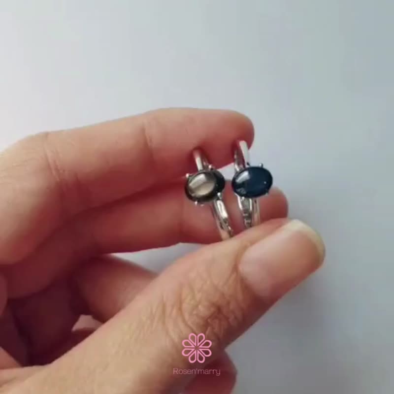 Natural Star Blue Sapphire Ring Silver 925 - 戒指 - 純銀 藍色
