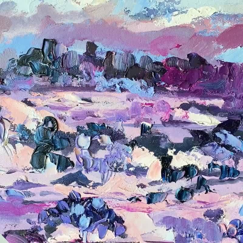 春天 圓形畫布油畫 抽像風景 櫻花 櫻花盛開 牆壁裝飾理念 - 壁貼/牆壁裝飾 - 其他金屬 粉紅色