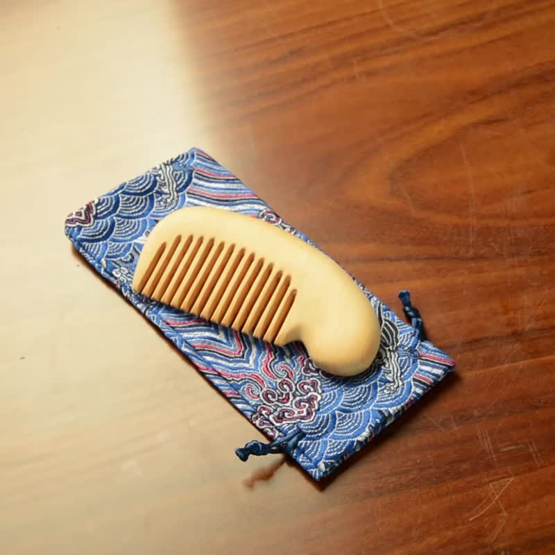 Taiwan Cypress Massage Short Handle Comb-Travel Portable | - Makeup Brushes - Wood Gold