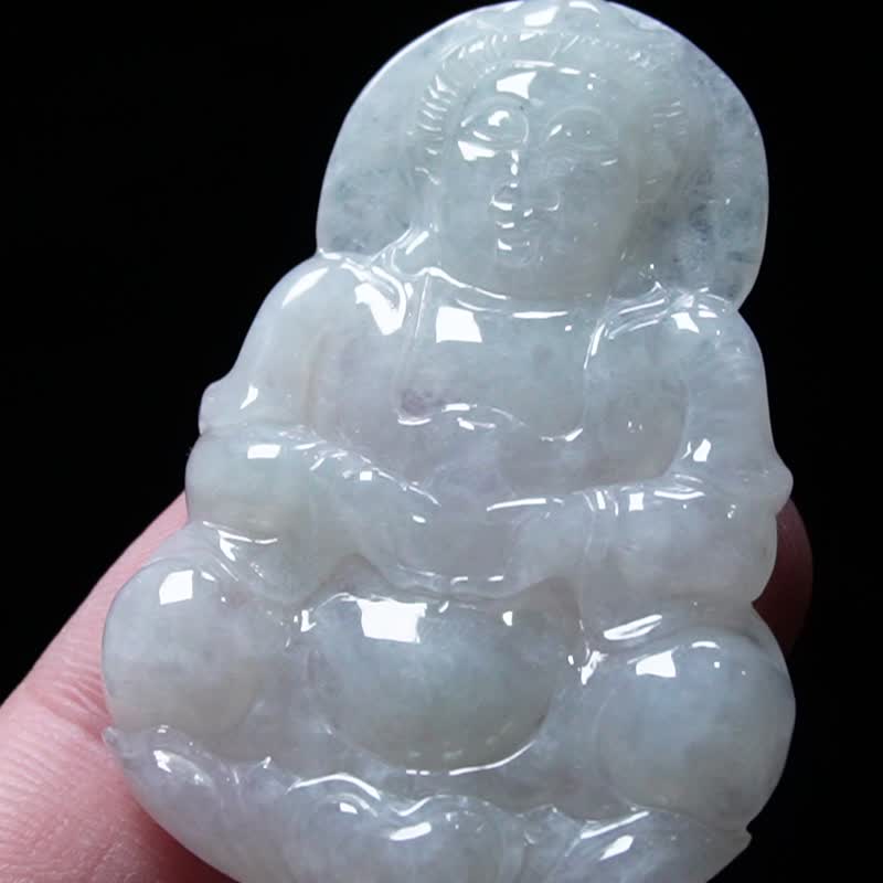 氷翡翠彫刻観音菩薩天然ビルマ翡翠ギフト | - ショップ Yingluo