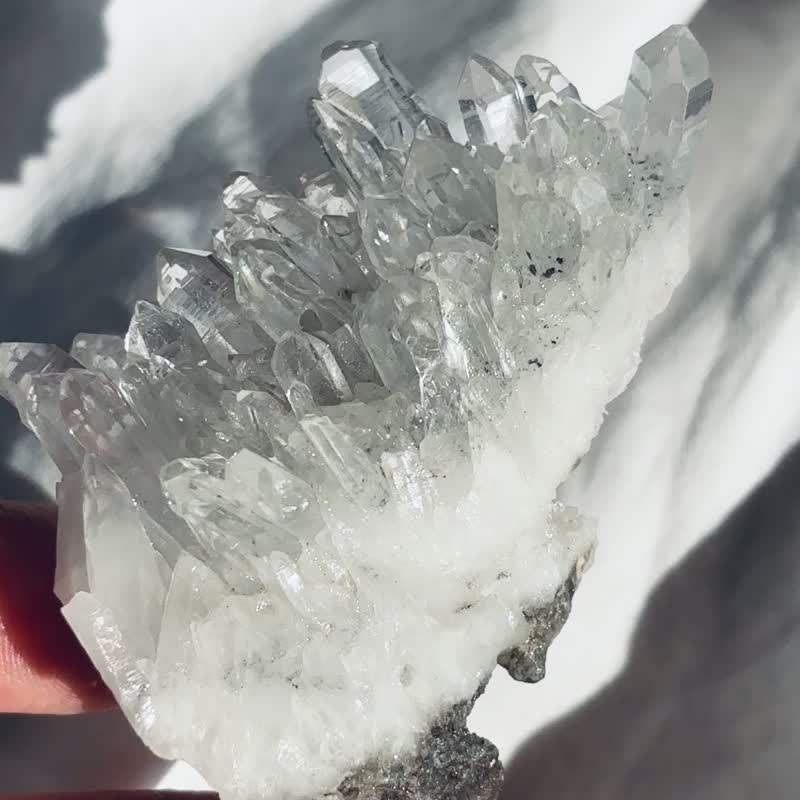 中國 天使羽 利姆利亞 透閃亮 白水晶 透體彩虹 刀刻紋 白水晶簇 - 擺飾/家飾品 - 水晶 透明