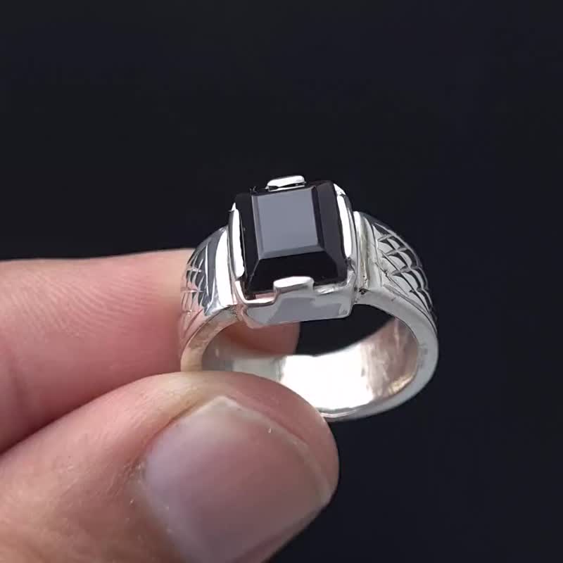 Yemeni Aqeeq Ring Deep Black Red Yamni Agate Ring For Men Natural Agate Ring For - 戒指 - 寶石 黑色