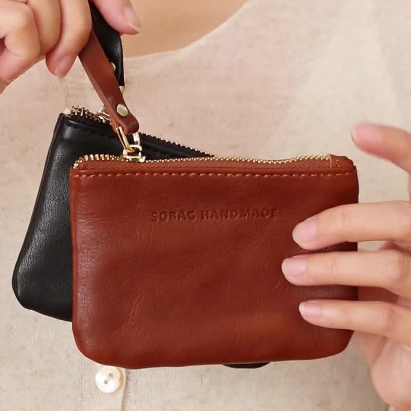 sobag original hand-made leather zipper mini clutch women's leather lipstick small coin purse retro coin bag - Coin Purses - Genuine Leather 