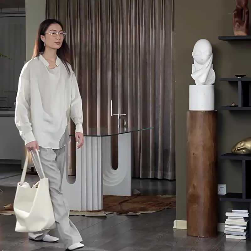 河堤 La jetée 莫代爾改良新中式蕩領襯衣襯衫 莫代爾改良 - 女襯衫 - 其他材質 多色