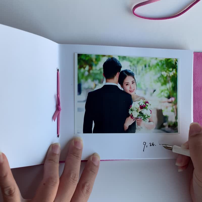 Handmade Pink Leather Photo Album of 30 Photos - 60 Pages - Genuine Leather - Perfect Memories and Gifts - อัลบั้มรูป - หนังแท้ สึชมพู