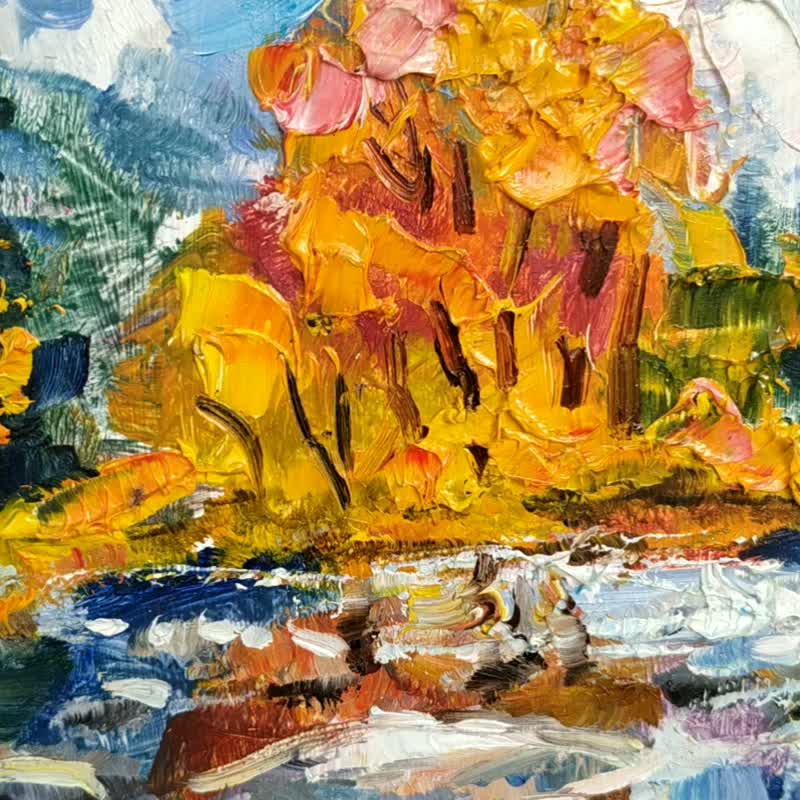 National Park Painting Mountains California Landscape America Yosemite Autumn - 海報/掛畫/掛布 - 木頭 多色