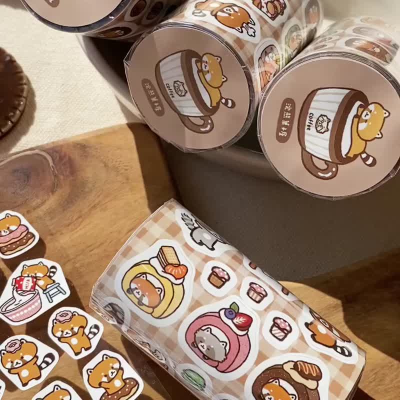 浣熊菓子屋/浣熊咖啡屋/7公分切膜紙膠帶/附離型紙 - 紙膠帶/和紙/PET - 紙 橘色