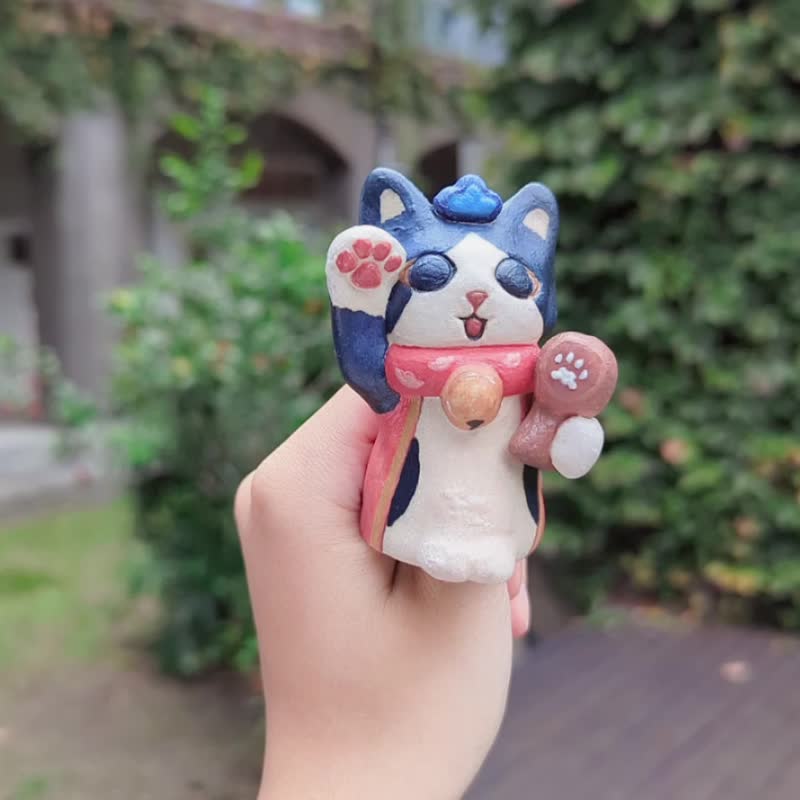 賓士大黑天 - 陶藝招財貓 | 幸運七福貓 | 送禮最佳選擇 - 公仔/玩偶 - 陶 藍色