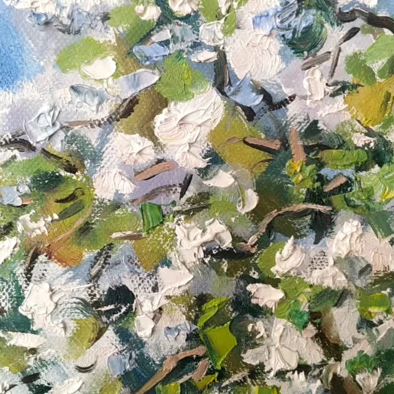 咲くリンゴの木の絵画 春の風景 オリジナルアート - イラスト/絵画/カリグラフィー - その他の素材 
