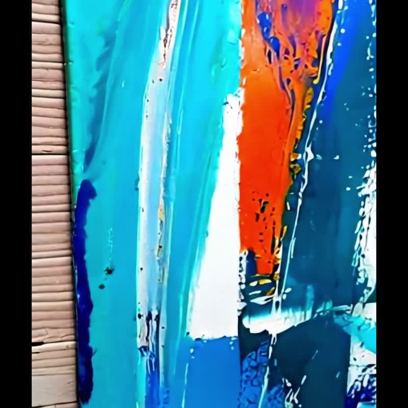 Blue Symphony/Abstract Giclee Oil Painting/Musical Rhythm Blues/Living Room Study Art Decoration Hanging Painting - โปสเตอร์ - ผ้าฝ้าย/ผ้าลินิน 