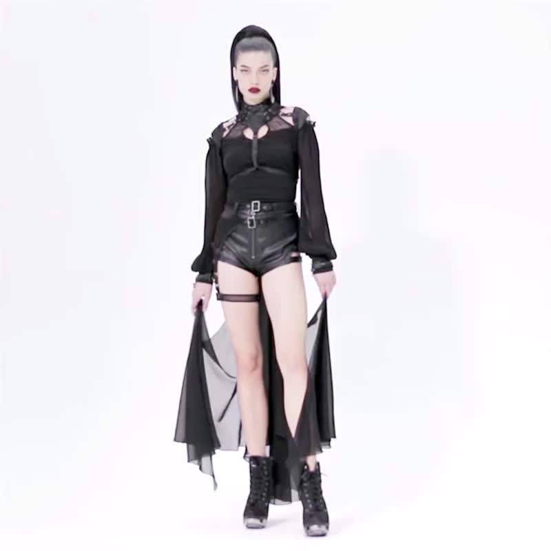哥德巫魔會吸血蝙蝠斗篷 / 可拆披風 / 單穿背帶 - 女大衣/外套 - 其他材質 黑色