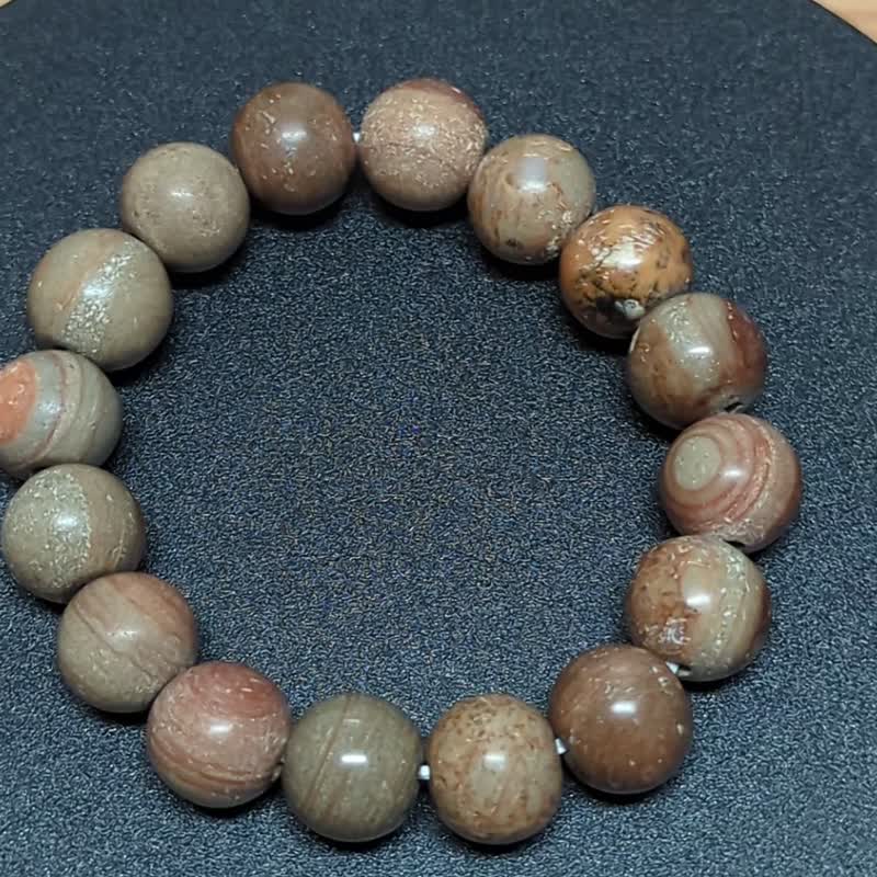 【Auspicious Flow】 Dragon Palace Sarira Bracelet | Warmth | Harmony | Blood Circulation | Root Chakra | Gentle & Enduring - Bracelets - Stone Khaki