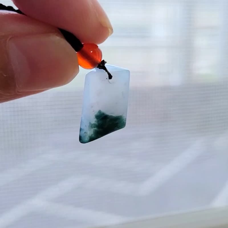 【親翠】天然翡翠 冰透一汪水飄藍綠花原石調整式繩鏈 原石藝術派 - 項鍊 - 玉石 多色