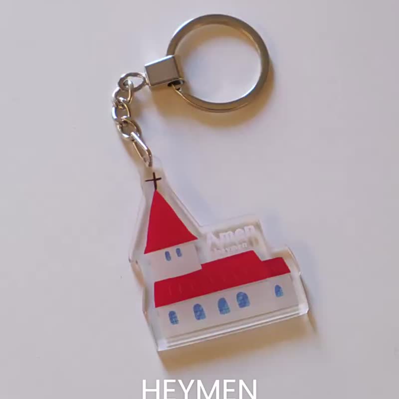 Heymen黑門 我們的家 原創冰島紅頂小房子亞克力鑰匙扣掛件掛飾 - 其他 - 壓克力 紅色