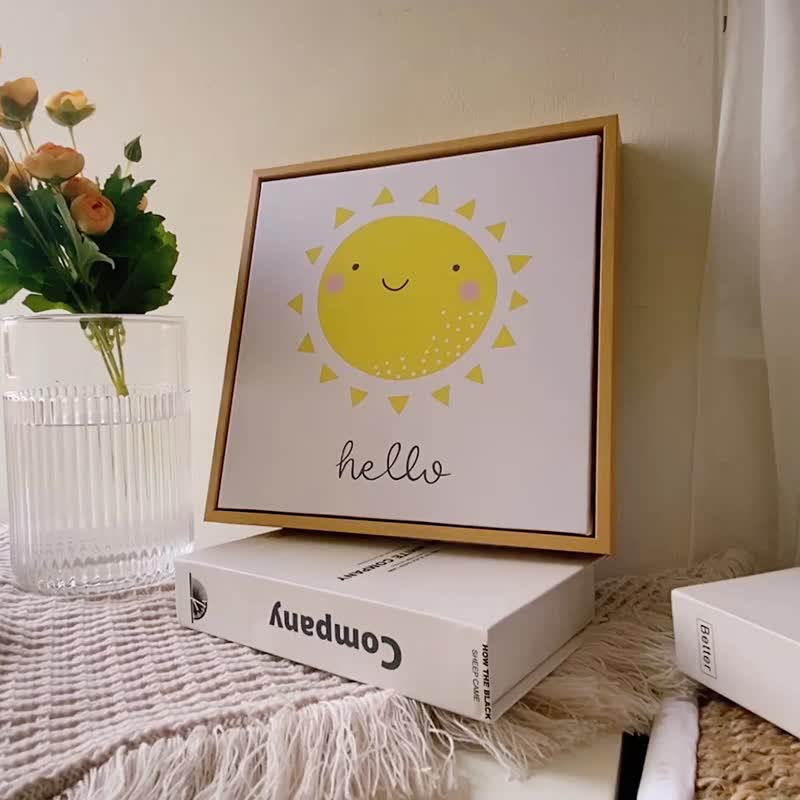 かわいい太陽の挨拶 - かわいい黄色の笑顔の太陽の吊り下げ絵画/子供部屋の装飾/入学式 - ポスター・絵 - コットン・麻 イエロー
