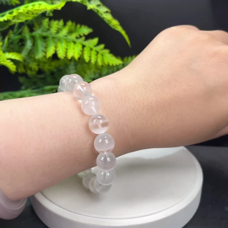 High quality natural white ghost crystal bracelet 11.5mm ice transparent cornucopia white crystal bracelet purifies energy - สร้อยข้อมือ - คริสตัล ขาว