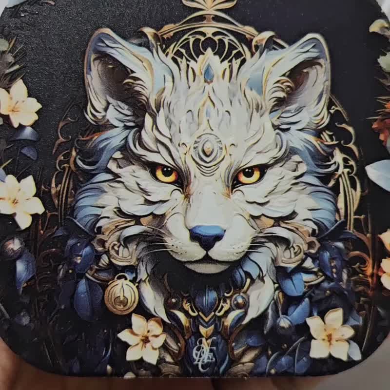 Cat King- Ceramic Coaster - Coasters - Pottery Blue