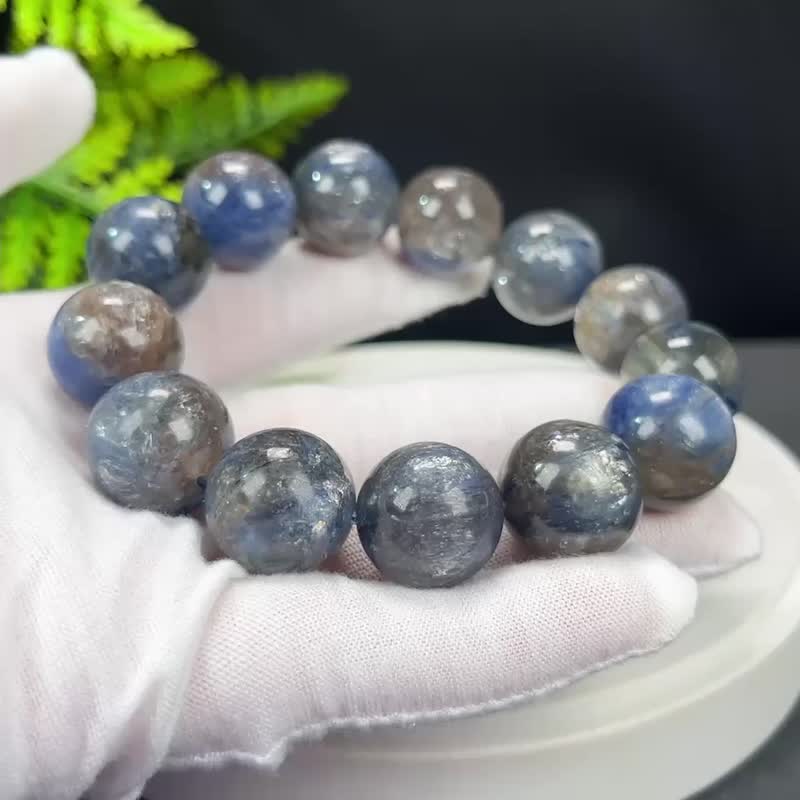 高品質龍鱗雲母藍晶石手串17.5mm顆顆帶眼冰潤星光大顆粒男女手珠 - 手鍊/手環 - 寶石 
