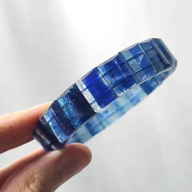 Top-Grade Gem-Quality Kyanite, Icy Translucent, Brow Chakra, Throat Chakra, Collectible, Bracelet Set, Bracelet, One-of-a-Kind, Gift - Bracelets - Gemstone Blue