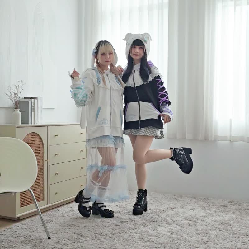原創三麗鷗SANRIO授權大耳狗喜拿條紋耳朵假兩件連帽外套JJ5079 - 女大衣/外套 - 棉．麻 