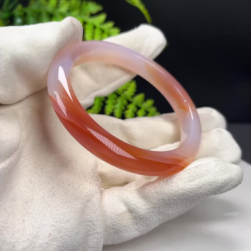 高品質 馬達加斯加 漸變紅瑪瑙手镯 60+MM 冰潤千層天眼 本命年 - 手鍊/手環 - 半寶石 紅色