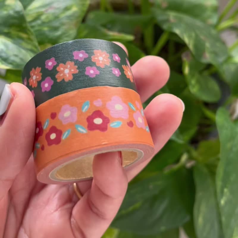 Floral Washi tape - Japan inspired colors - Washi Tape - Paper Green