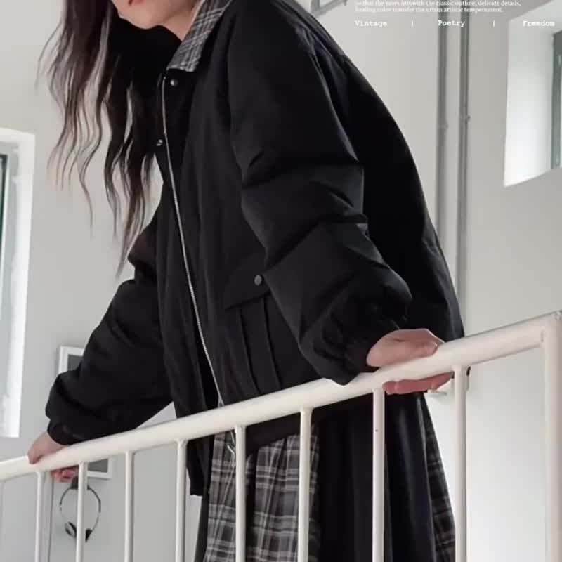 2顏色 靈感寓所 3M新雪麗棉兩面穿棉服外套 學院風設計感棉衣 - 女大衣/外套 - 聚酯纖維 白色