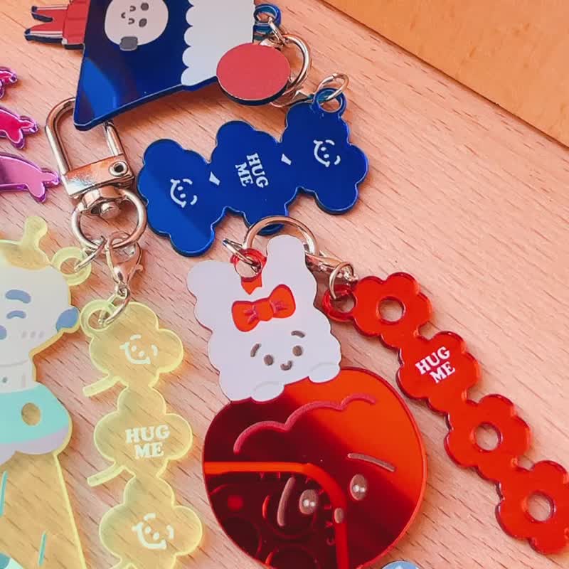 Mirror/fluorescent double hanging keychain/various styles - ที่ห้อยกุญแจ - พลาสติก หลากหลายสี