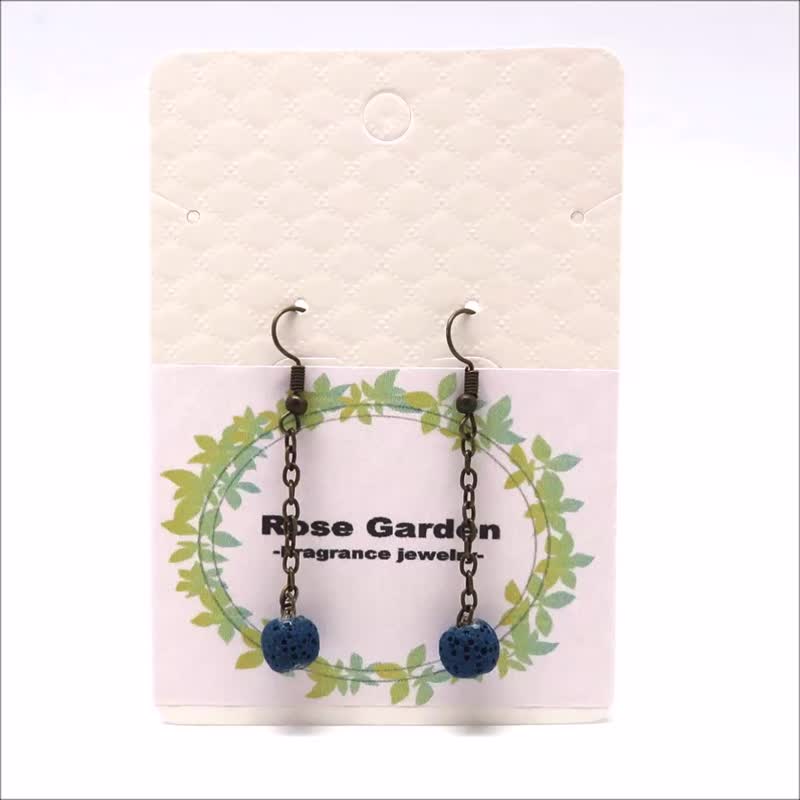 Diffuser Earrings Indigo Blue Aroma Rock Beads Dangle Hook Piercing - Earrings & Clip-ons - Stone Blue