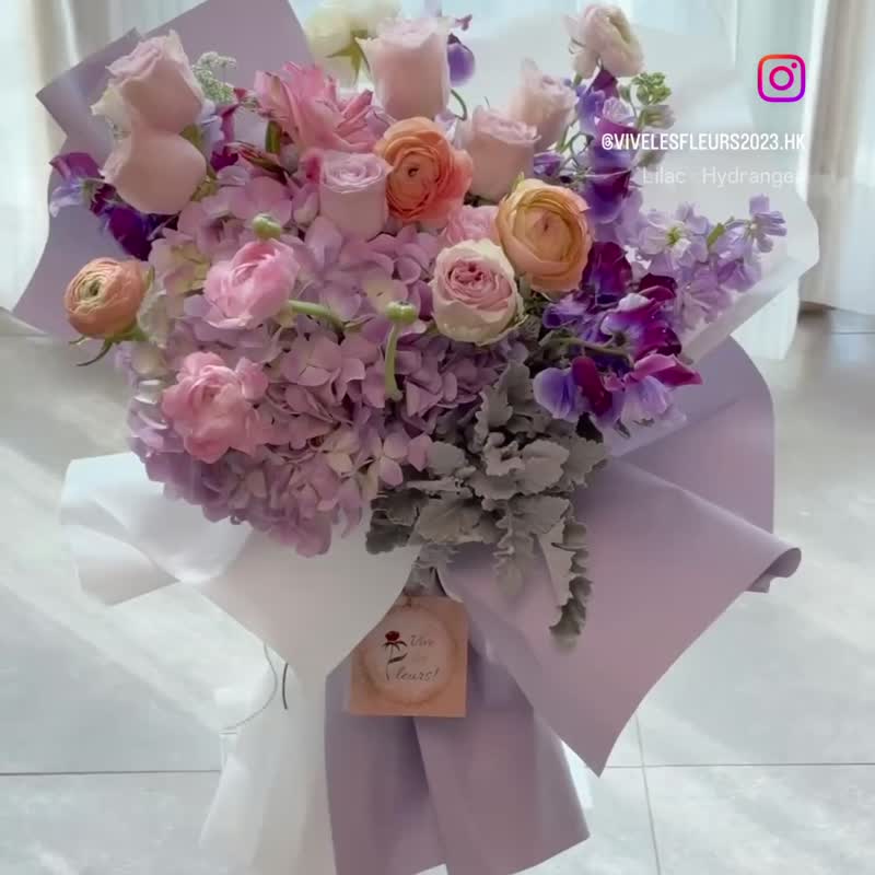 [Anniversary/Birthday/Proposal Bouquet] Imported Rose Hydrangea Bouquet Nuances de Violet - Plants - Plants & Flowers Purple