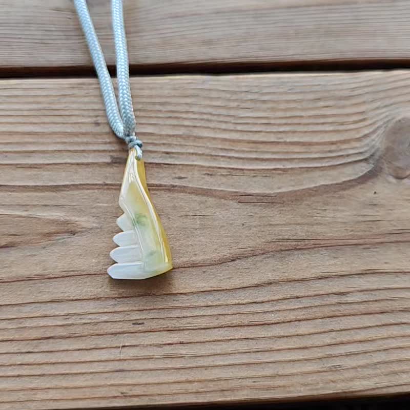 親翠 天然翡翠 冰檸檬黃飄花趣味隨型梳調整式繩鏈 - 項鍊 - 玉石 多色