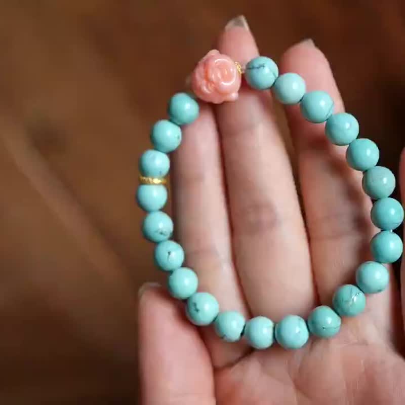 Hubei raw ore turquoise is replenished by the sky A-20240714-027. Life number 4 - สร้อยข้อมือ - เครื่องเพชรพลอย 