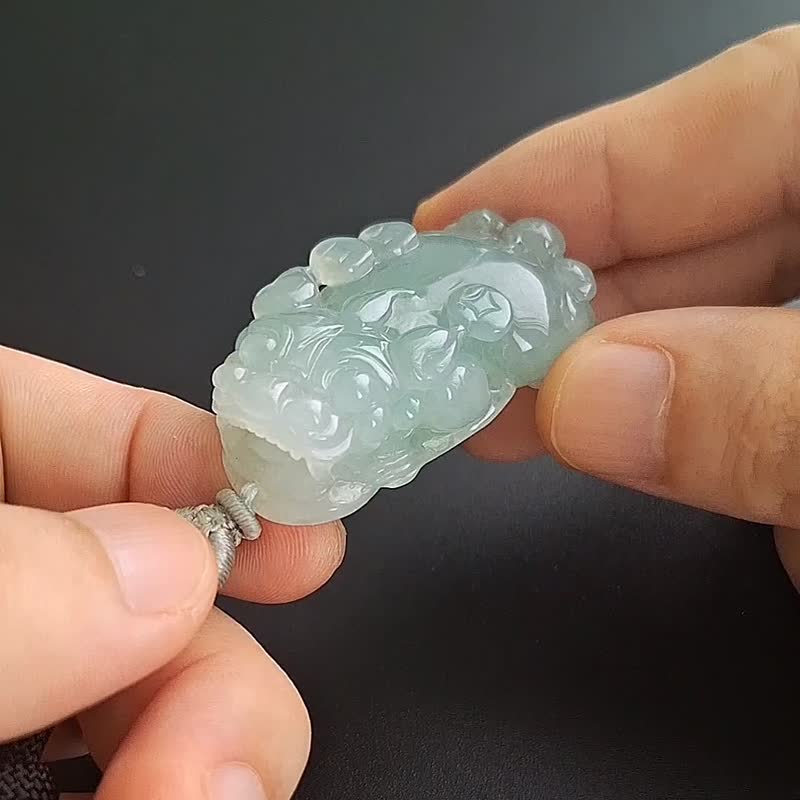 招財貔貅吊墜 | 天然緬甸翡翠A貨玉器玉墜 - 項鍊 - 玉石 