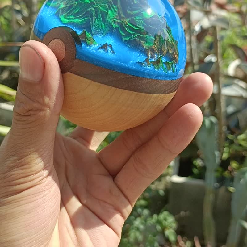 寶貝球、手工樹脂與木質家居裝飾、獨特自然靈感客製雕塑、寶可夢 - 擺飾/家飾品 - 樹脂 藍色