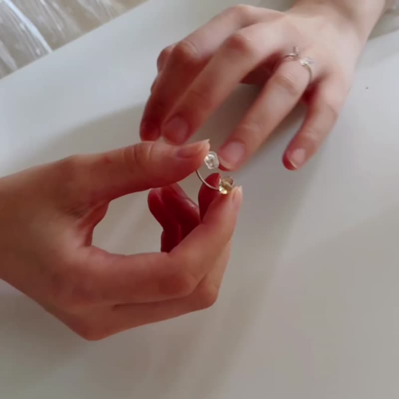 月白系 | 白緲 - 純銀 透明 水晶 礦石 月光石 輕珠寶 戒指 - 戒指 - 純銀 銀色