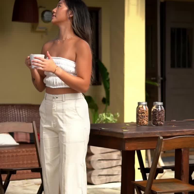 Mimpi Bandeau Top - 女上衣/長袖上衣 - 棉．麻 白色