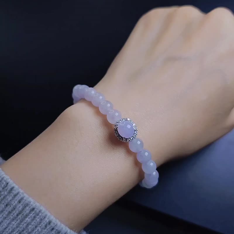 Noble Person•Peach Blossom|Fantasy Ice Purple|Myanmar A-grade Jade Ice Barbie Pink Purple Sterling Silver Universal Taiwan Pink Purple Beads String - Bracelets - Jade 