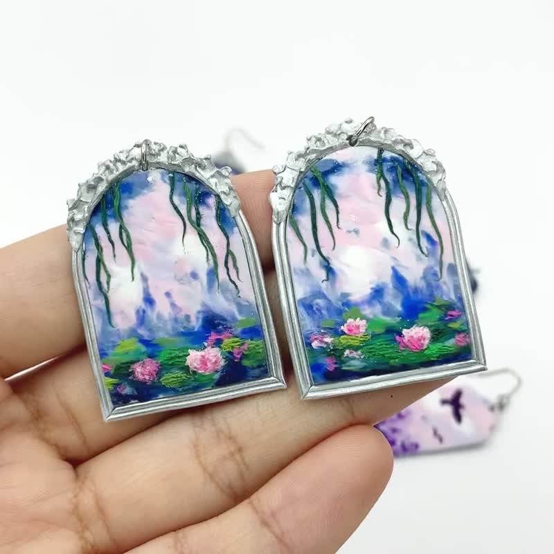 Monet series no.2/earrings/polymer clay - ต่างหู - ดินเหนียว สึชมพู