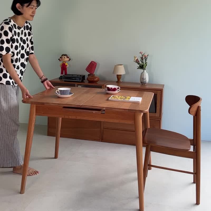 大正美丸太 職人手作りの多機能伸縮式ダイニングテーブル 021NT - 机・テーブル - 木製 ブラウン