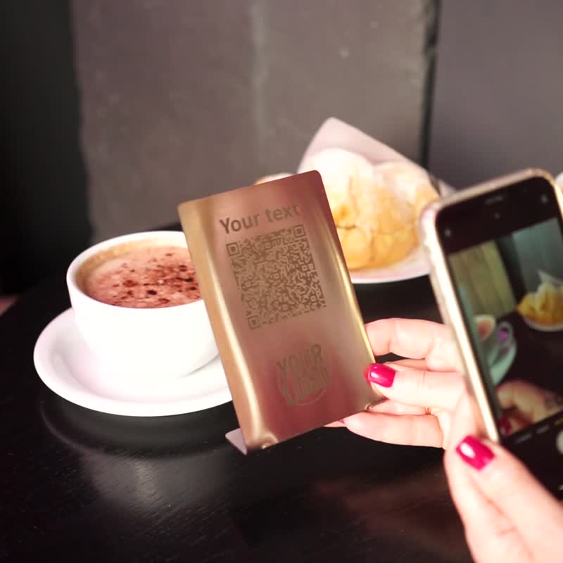 Engraved Metal QR Sign – Perfect for Menus and Wi-Fi in Cafes - 其他 - 鋁合金 灰色
