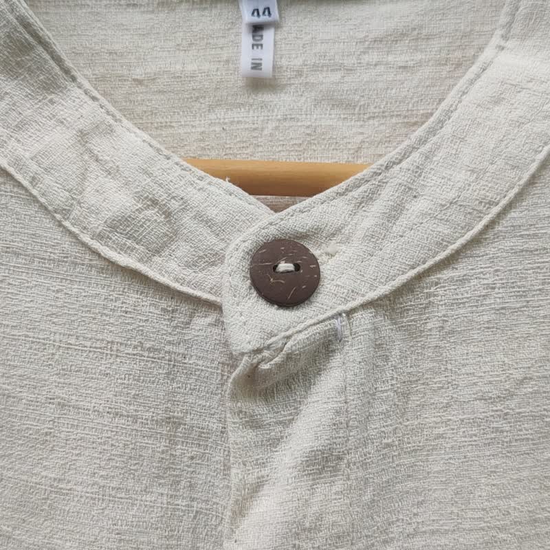 Mandarin Collar 3 Tone - 靛藍色紮染長連衣裙 - 洋裝/連身裙 - 棉．麻 藍色
