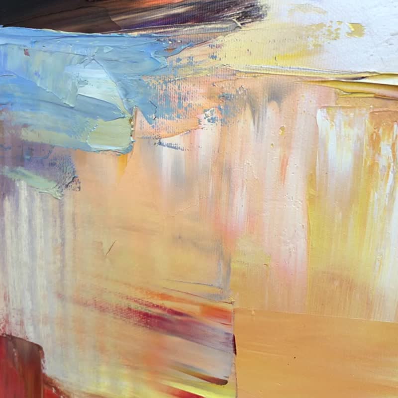 Abstract Painting On Canvas Red Colorful Original Decor Desert Modern Artwork - 壁貼/牆壁裝飾 - 壓克力 橘色