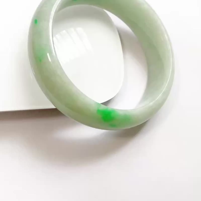 天然翡翠圓手鐲 55號 - 手鍊/手環 - 寶石 綠色