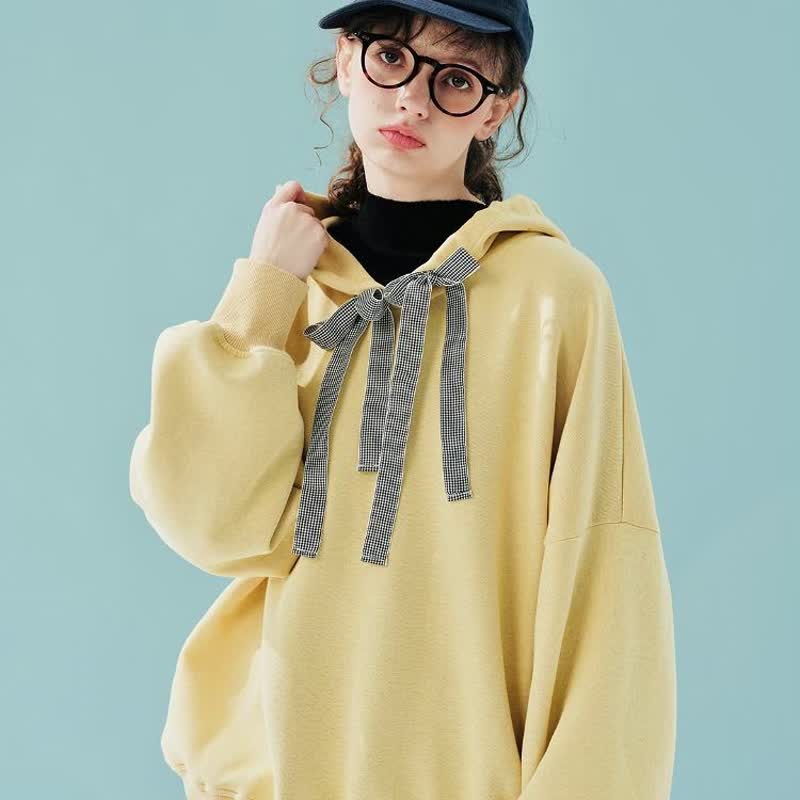 Yellow Air Cotton Hood T-shirt/Top - เสื้อฮู้ด - ผ้าฝ้าย/ผ้าลินิน สีเหลือง