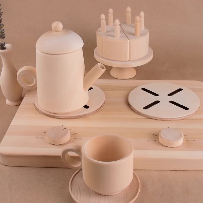 Wooden Children Montessori Play Kitchen Utensils Food Toys for Toddler Best Gift - 寶寶/兒童玩具/玩偶 - 木頭 卡其色