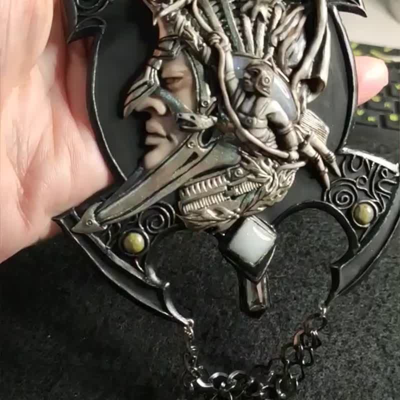 Dragon Necklace, Mens Dragon Amulet, Steampunk Necklace, Steampunk Dragon - Necklaces - Gemstone Silver